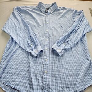 Polo Ralph Lauren Shirt Men's 3XLT Tall Classic Fit Blue White Gingham